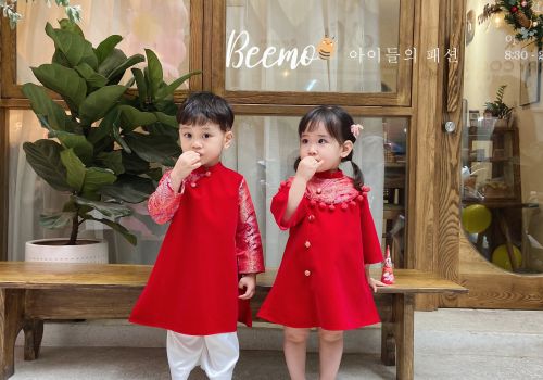 SET ÁO DÀI ĐÔI PHỐI GẤM